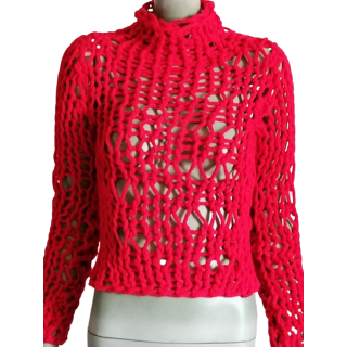 Simultaneous Y2k Mesh Knit Pullover - Fischnetz Top Avantgarde