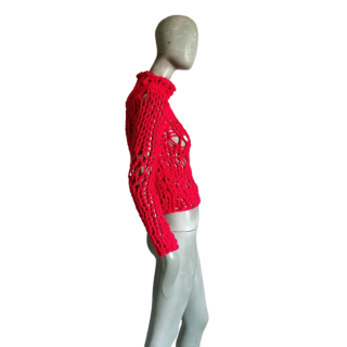 Simultaneous Y2K Mesh Knit Sweater - Fishnet Top Avant-Garde