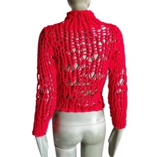 Simultaneous Y2k Mesh Knit Pullover - Fischnetz Top Avantgarde