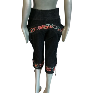 Pantacourt velours coton brodé bohème Taille L comme neuf