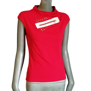 Top Vintage Y2K Carella Deadstock rojo hecho en Italia