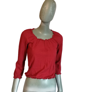 Top Red Stretch Henry Cotton's New T42 - 3/4 Smocked Hülsen