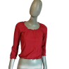 Top Red Stretch Henry Algodão T42 - 3/4 mangas smocked