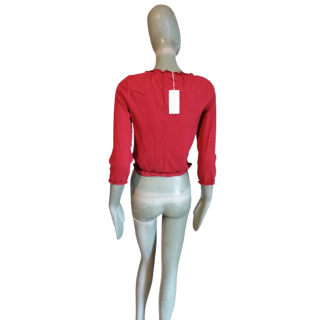 Top Red Stretch Henry Algodão T42 - 3/4 mangas smocked