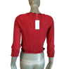 Top Red Stretch Henry Algodão T42 - 3/4 mangas smocked