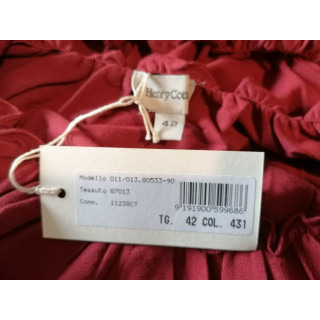 Top Red Stretch Henry Cotton's NIEUWE T42 - 3/4 Smocked Sleeves