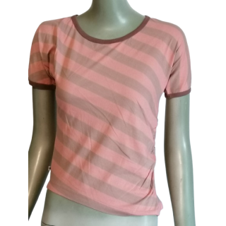 Y2K T-shirt Cerruti Jeans Roze gestreepte - Deadstock met labels