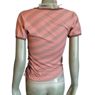 T-shirt Y2K Cerruti Jeans Rosa a strisce - Staffa con etichette