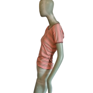 T-shirt Y2K Cerruti Jeans Rosa a strisce - Staffa con etichette