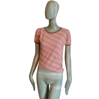 Y2K T-shirt Cerruti Jeans Roze gestreepte - Deadstock met labels
