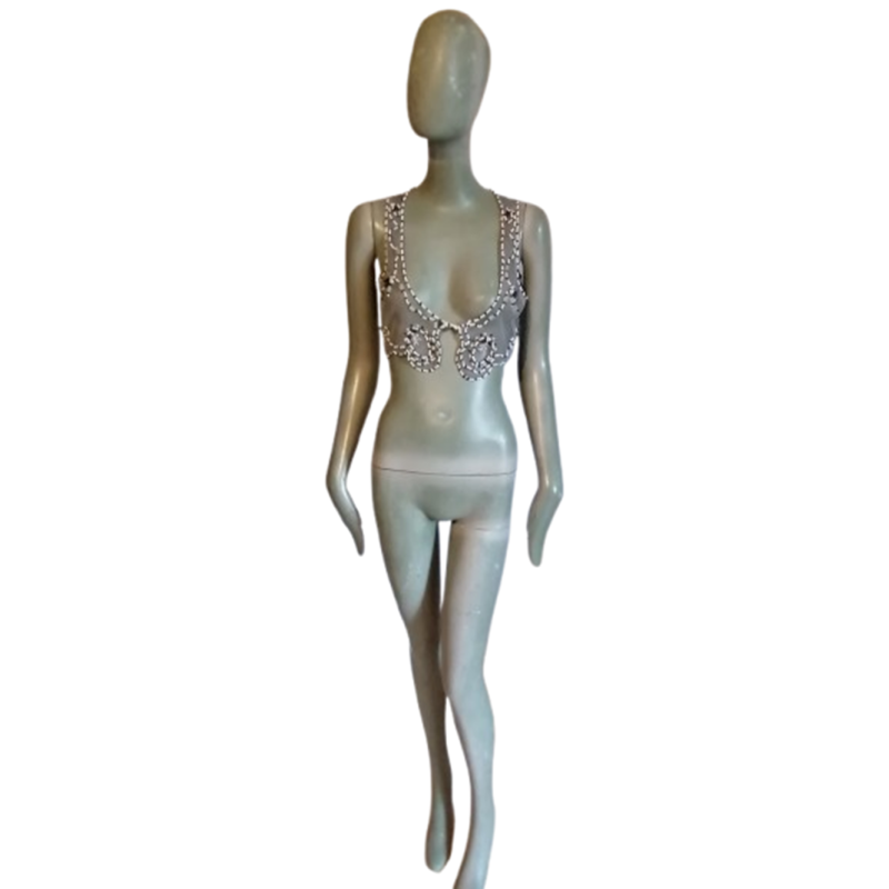Top bustier Malìparmi perlé fait main noir gris blanc bohème luxe
