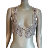 Top Bustier MalìParmi Beaded Handmade Black Grigio Bianco Bianco BOHEMIAN Lusso