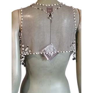 Top Bustier Malìparmi Beaded Handmade Black Gray White Bohemian Luxury