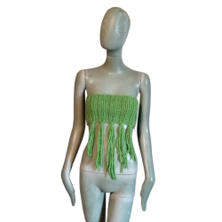 Top bandeau Trussardi Jeans maille verte à franges