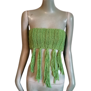 Top fascia Trussardi Jeans maglia verde con frange