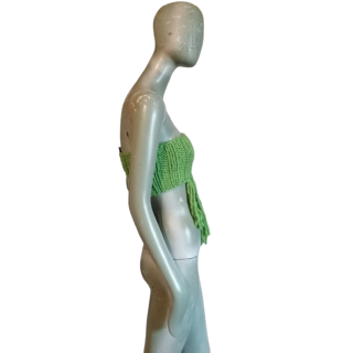 Top fascia Trussardi Jeans maglia verde con frange