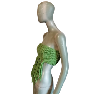 Top headband Trussardi Jeans fringed green mesh