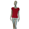 Top vintage rouge Camaïeu Y2K col bateau stretch