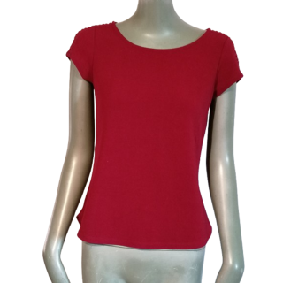 Top vintage rouge Camaïeu Y2K col bateau stretch