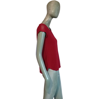 Top vintage rouge Camaïeu Y2K col bateau stretch