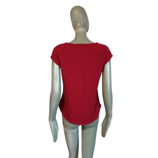 Top vintage rouge Camaïeu Y2K col bateau stretch