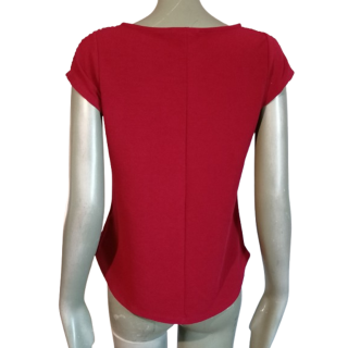 Top vintage rouge Camaïeu Y2K col bateau stretch