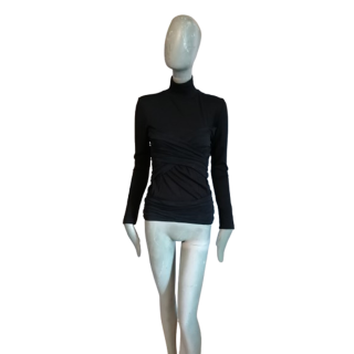 Sublime Sweater rolado colarinho drapeado preto - skingting bustier efeito
