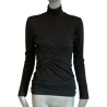 Sublime Sweater rolado colarinho drapeado preto - skingting bustier efeito