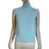 Pull sans manches angora laine bleu Y2K col montant T42