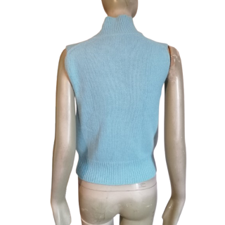 Mouwloze trui Angora Blue Wool Y2K Col Collet T42