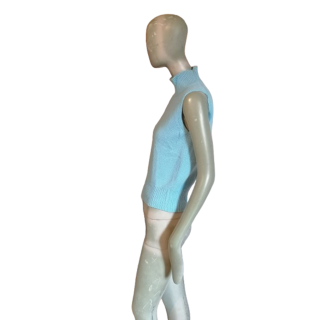 Mouwloze trui Angora Blue Wool Y2K Col Collet T42