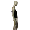 Simultaneous Black Satin Top Y2k neun Etiketten IT42