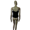 Simultaneous Black Satin Top Y2k neun Etiketten IT42