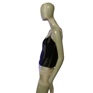 Simultaneous Black Satin Top Y2k neun Etiketten IT42