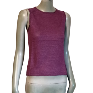 100% linnen mouwloze top Cerruti Jeans 90s pruim