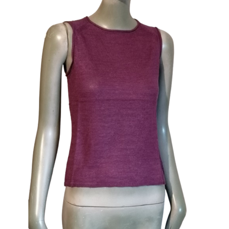 Top senza maniche 100% lino Cerruti Jeans 90s Plum