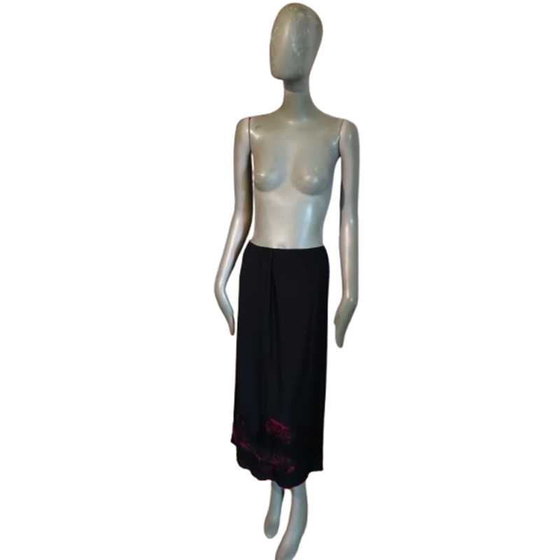 Vintage 90s Midi Skirt Made in Italy Black Red Detail Like Neuve