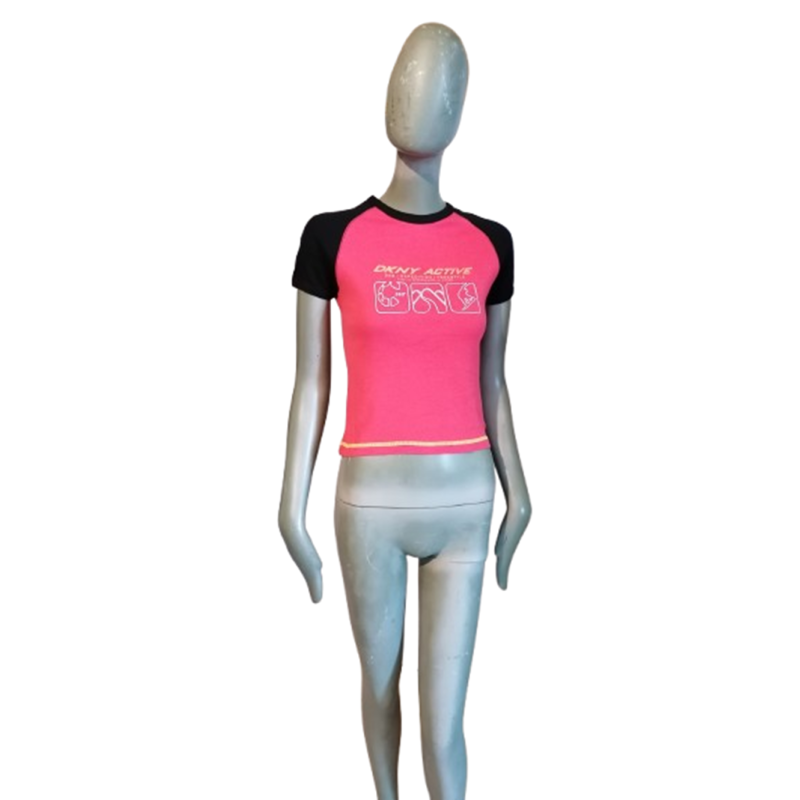 DKNY Ativo y2k bebê tee rosa néon