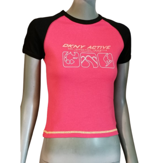 DKNY Attivo Y2K Baby Tee Rose Neon