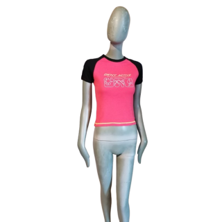 DKNY Ativo y2k bebê tee rosa néon