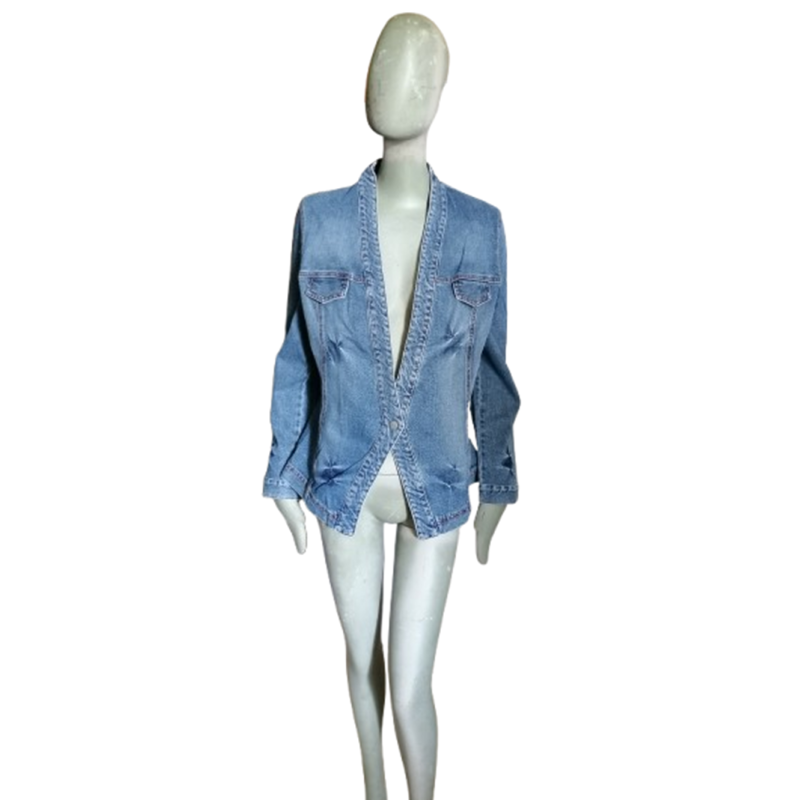 Chaqueta de blazer de mezclilla vintage Oppio Italy-Y2K Fitted Cup