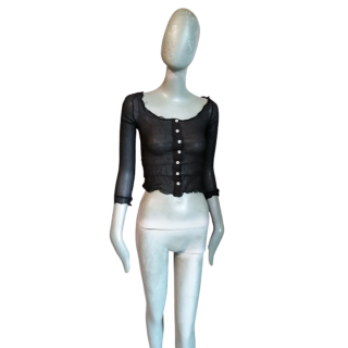 Superbe chemisier vintage voile noir authentique signé COAST