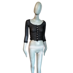 Magnífica blusa vintage auténtica navegación negra costa firmada
