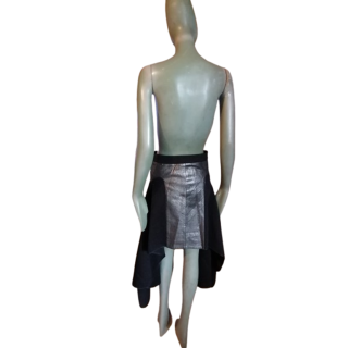 Simultaneous - Collector Metallic Leather Asymmetric Skirt