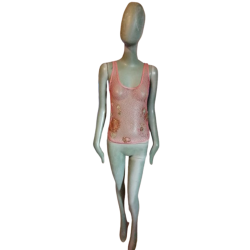 Vintage Y2K Malla Top Pink Lechas - Jiwon Park