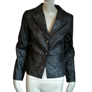 Vintage Vinyl Blazer Black Y2k Deadstock