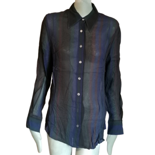 Zara mulher camisa sheer listrado y2k 100% viscose