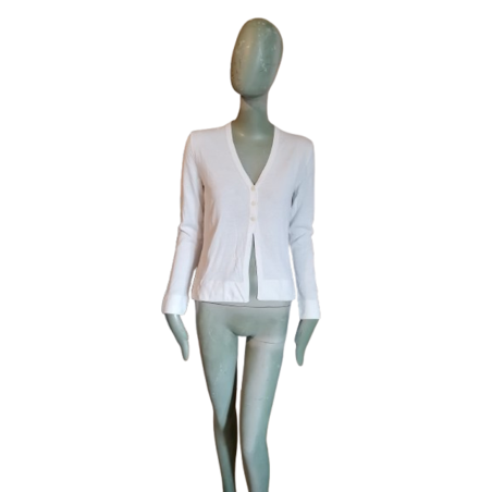 Cardigan vintage italiano Gerani 100% algodón blanco