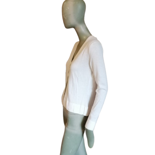 Cardigan Vintage italiano Gerani 100% algodão branco