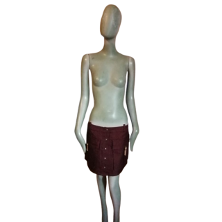 Mini jupe cargo vintage Y2K bordeaux 100 % coton